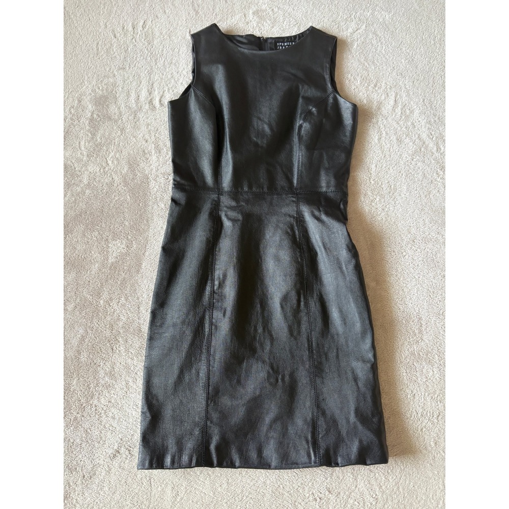 Spenser Jeremy Leather Dress Sleeveless Sheath Mini‎ Black Size 2